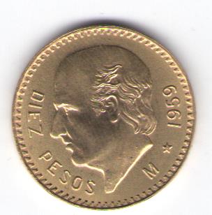 HIDALGO 10 PESOS ORO<br>